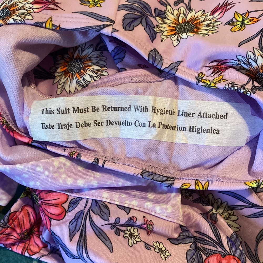 (149) NWT Girls Purple Floral One Pc Swim Suit by Art Class. Size M (7/8) - Picture 11 of 13